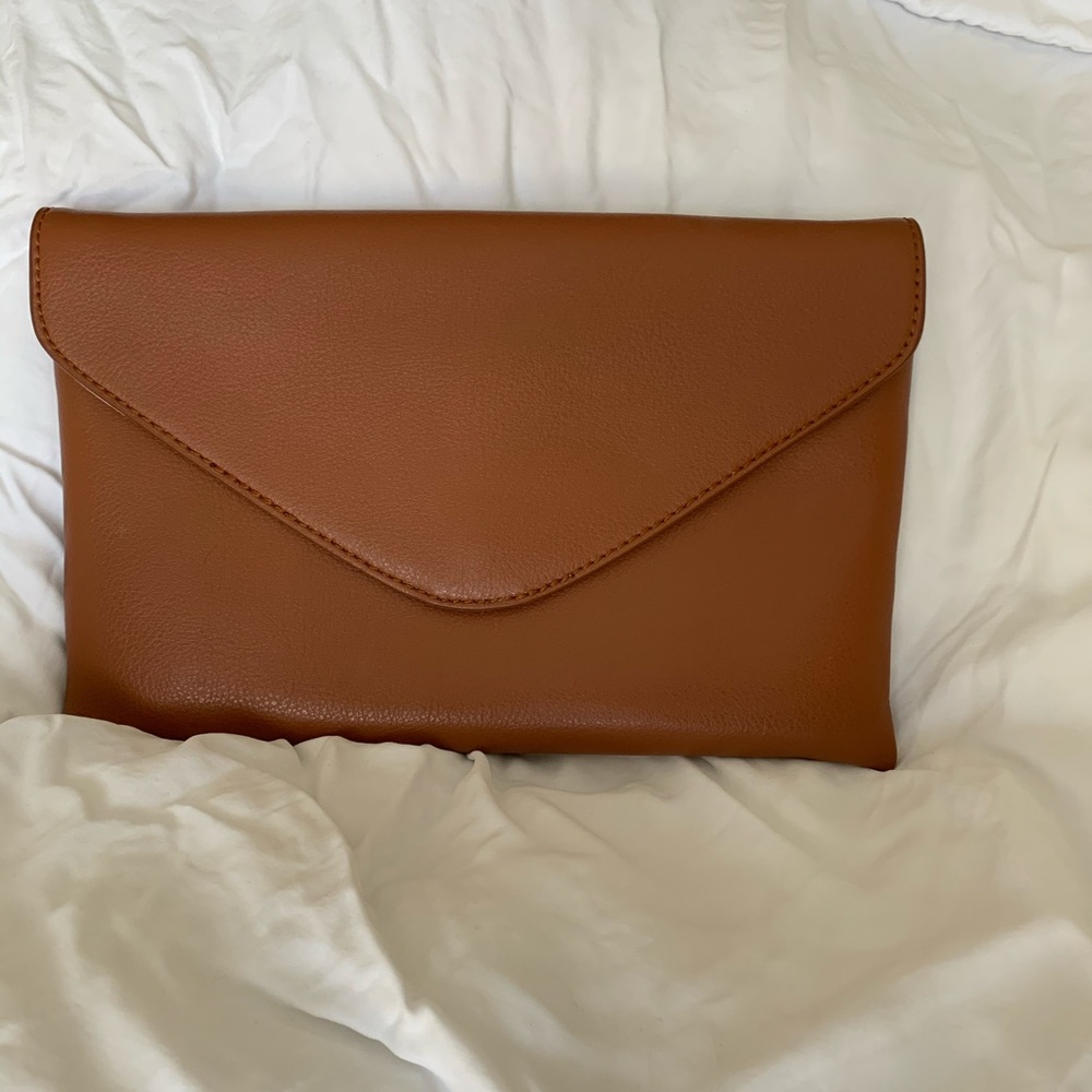 I Crew Leather Envelope chain clutch